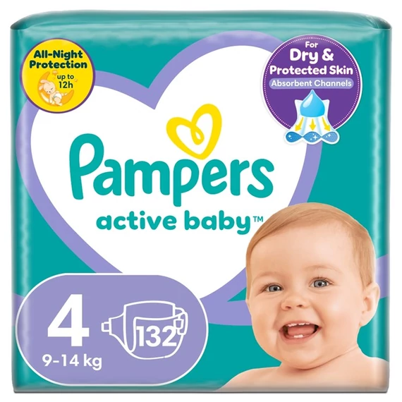 Pampers Active Baby 4-es méret, 9-14kg, 132db