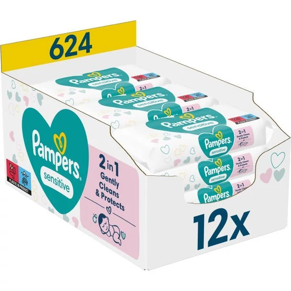 Pampers Sensitive törlőkendő (12x52) 624db