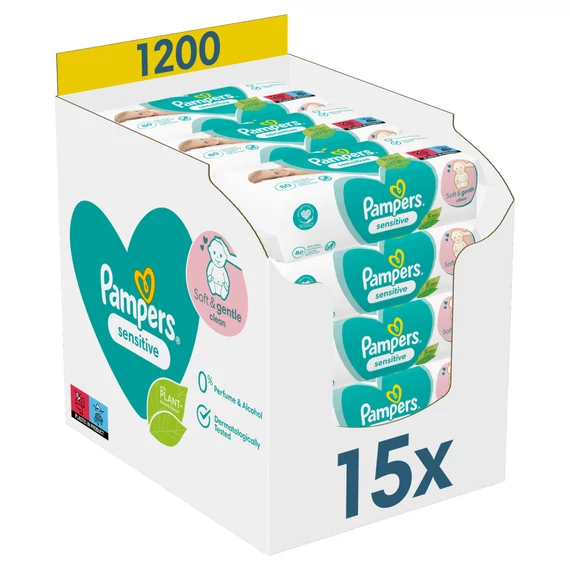 Pampers Sensitive törlőkendő (15x80) 1200db